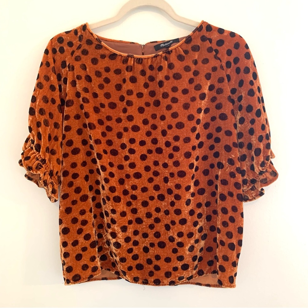 Madewell crushed velvet cheetah print top size small